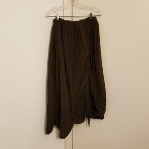 Oh My Gauze Brown drawstring hem skirt, asymmetrical, comfy alert!